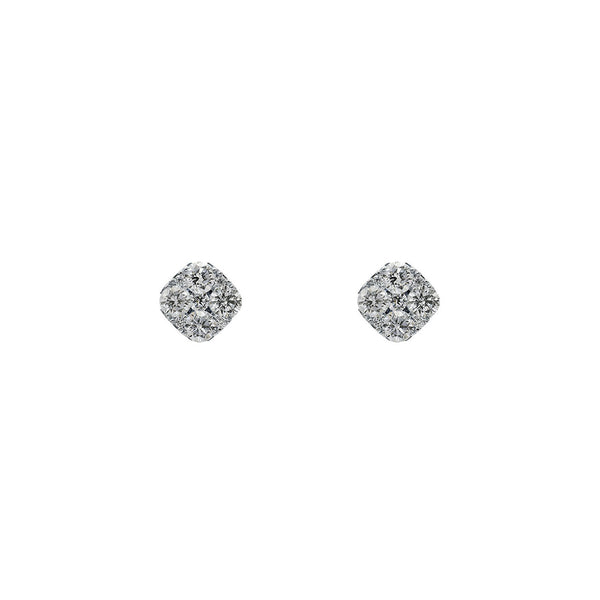 18 Karat White Gold Cluster Diamond Earrings