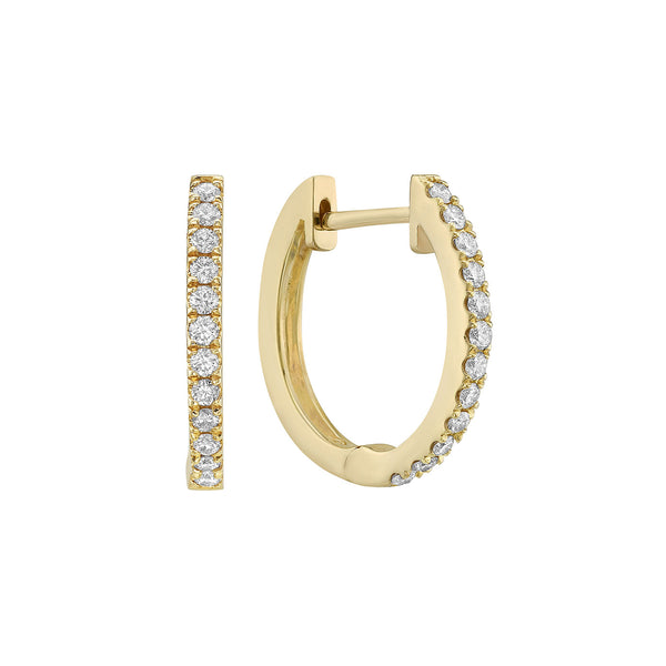 18 Karat Yellow Gold Diamond Huggie Earrings