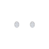 18 Karat White Gold Oval Halo Earrings With Diamonds
