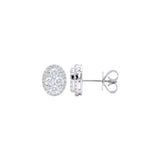 18 Karat White Gold Oval Halo Earrings With Diamonds