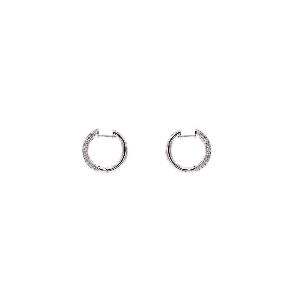 18 Karat White Gold Micro-Pave Hoop Earrings with Diamonds