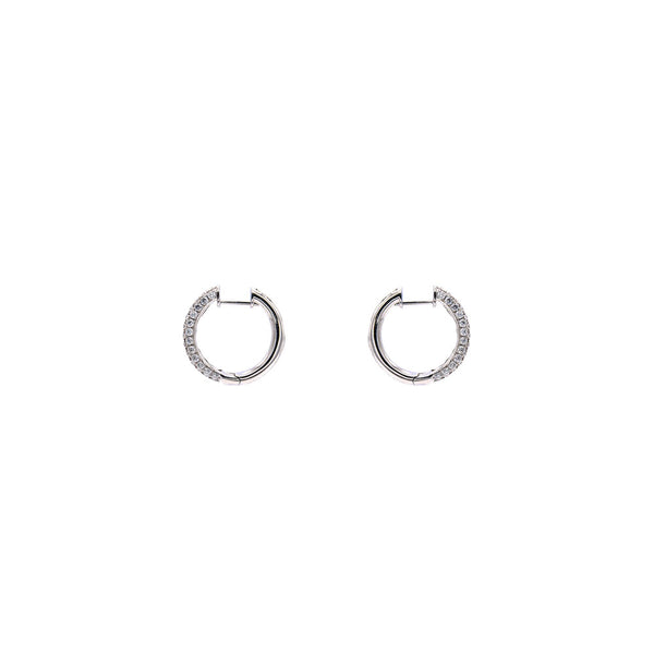 18 Karat White Gold Micro-Pave Hoop Earrings with Diamonds