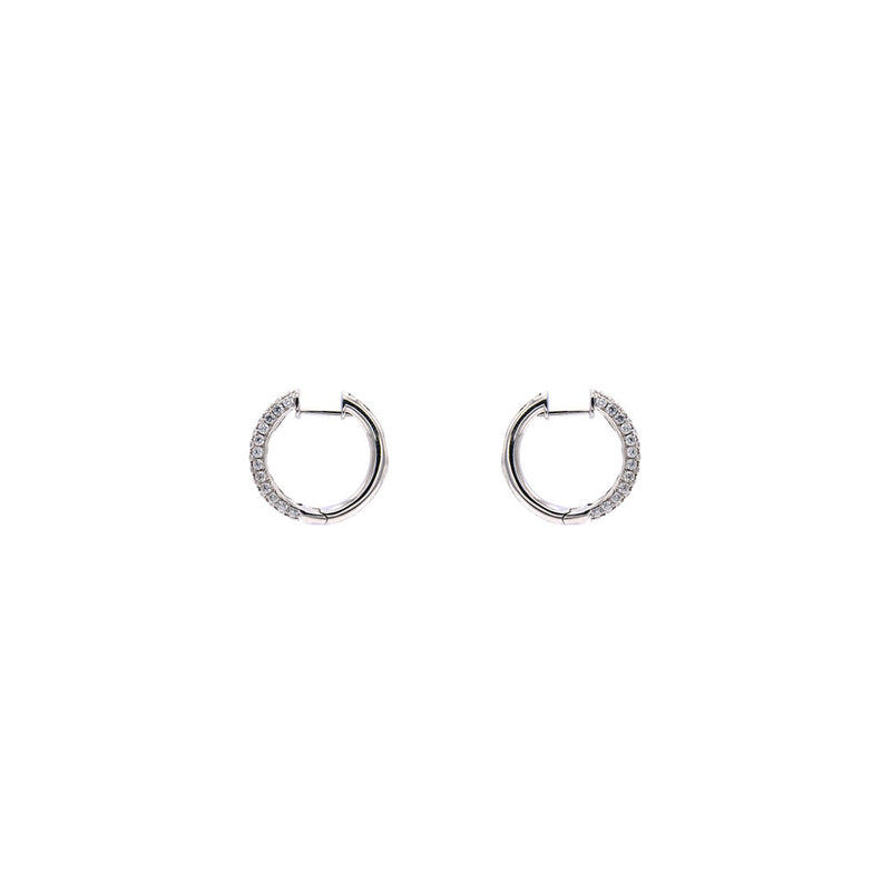 18 Karat White Gold Micro-Pave Hoop Earrings with Diamonds