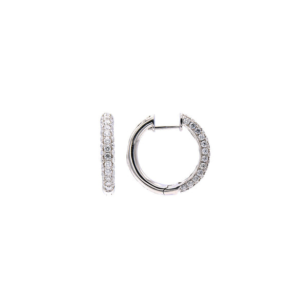 18 Karat White Gold Micro-Pave Hoop Earrings with Diamonds