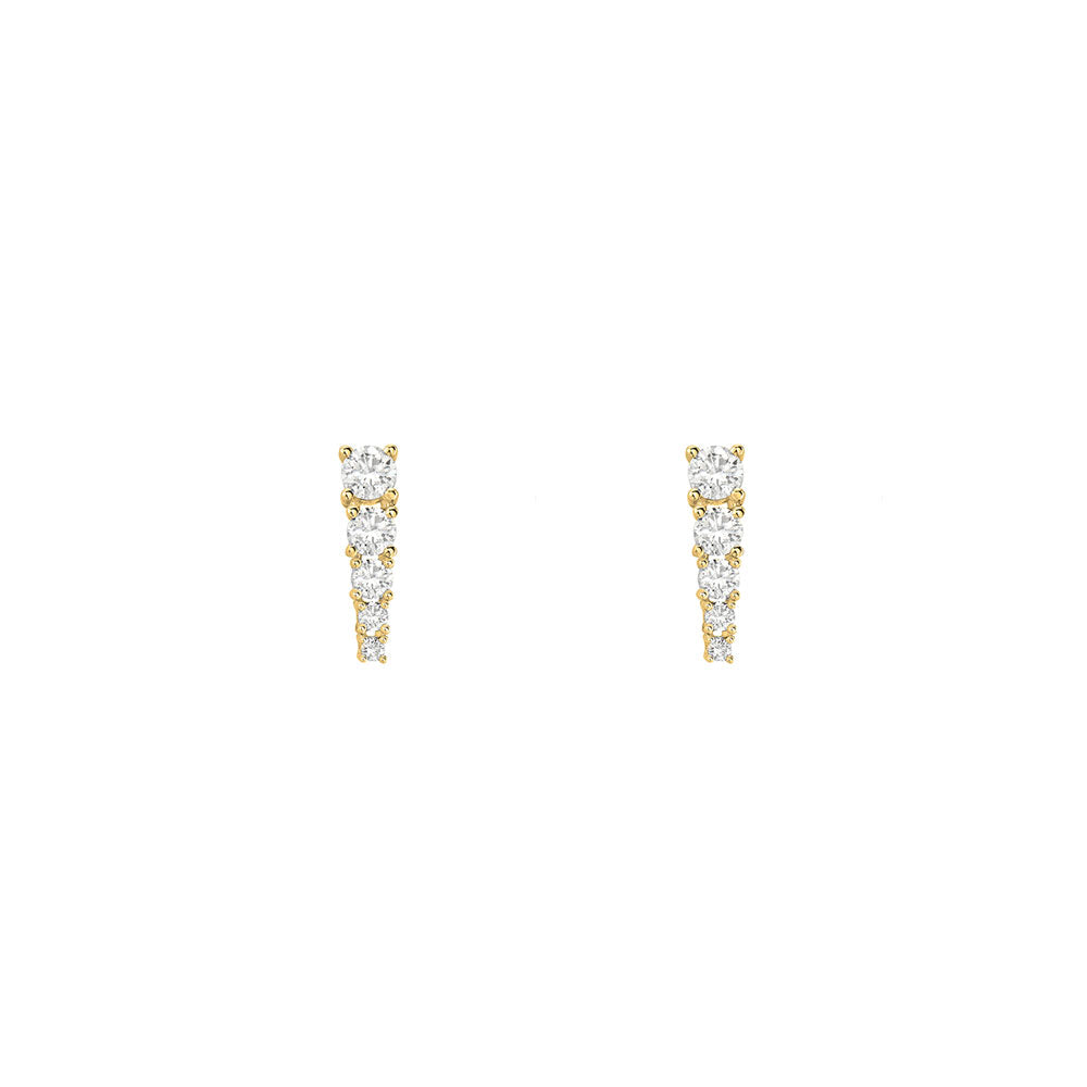 18 Karat Yellow Gold Graduated Drop Earrings with Diamonds