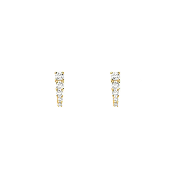 18 Karat Yellow Gold Graduated Drop Earrings with Diamonds