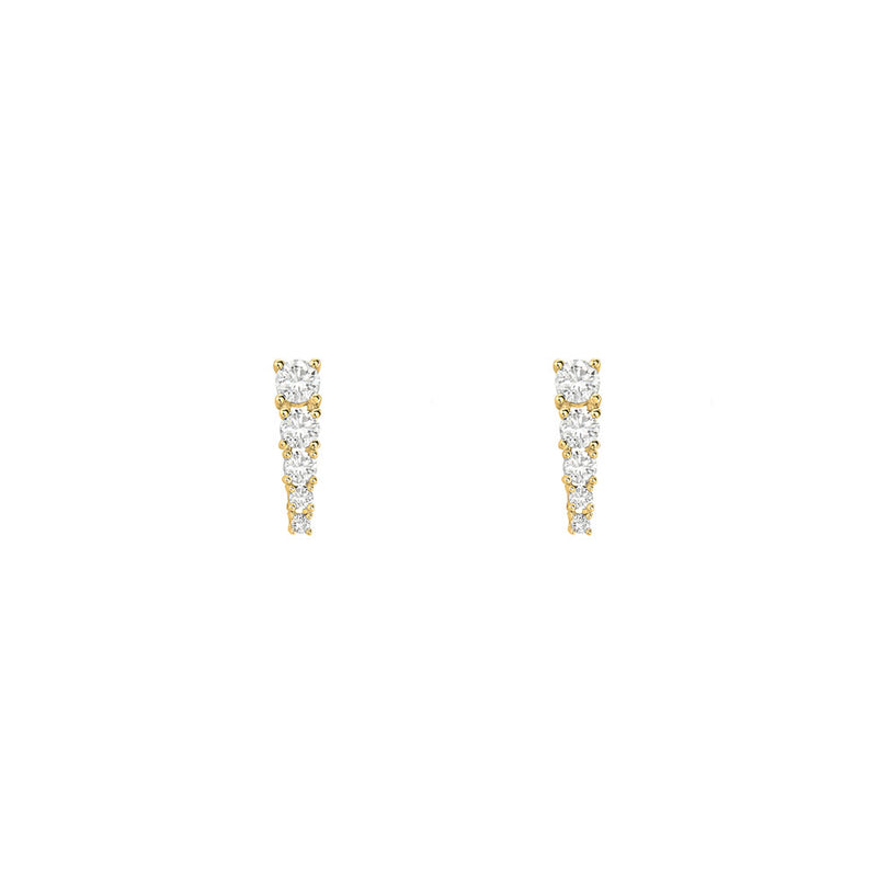 18 Karat Yellow Gold Graduated Drop Earrings with Diamonds