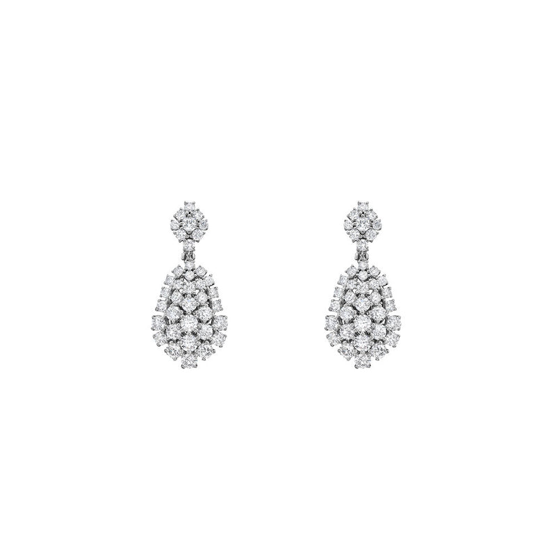 18 Karat White Gold Drop Earrings with Diamonds