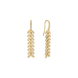 18 Karat Yellow Gold Drop Leaf Diamond Earrings