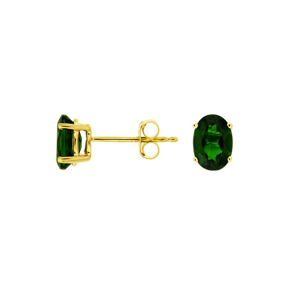 14 Karat Yellow Gold Stud Earrings With A Pair Of Russalites