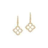 18 Karat Yellow Gold Lotus Fleur Drop Earrings with Diamonds