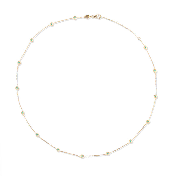 14 Karat Yellow Gold Evolve Emerald Station Necklace