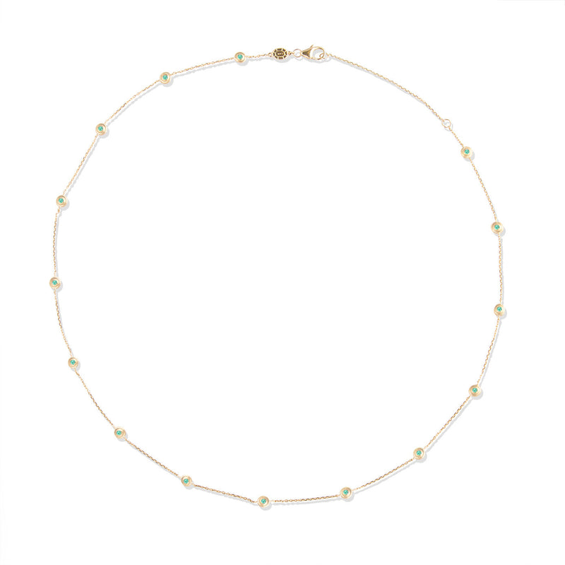 14 Karat Yellow Gold Evolve Emerald Station Necklace
