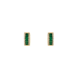 14 Karat yellow gold emerald and diamond hoop earrings