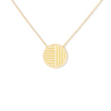 14 Karat Yellow Gold Found Small Disc necklace with moonstone & Diamonds