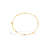 14 Karat Yellow Gold Found Round Hinged Bangle with Pink Sapphires