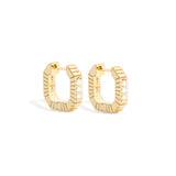 14 Karat Yellow Gold Spark Octagon Diamond Hoop