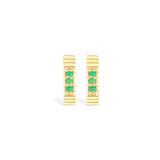 14 Karat Yellow Gold Spark Octagon Huggy Earring with Emeralds