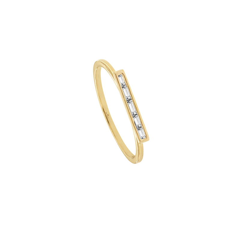 14 Karat Yellow Gold Line Band With Diamonds