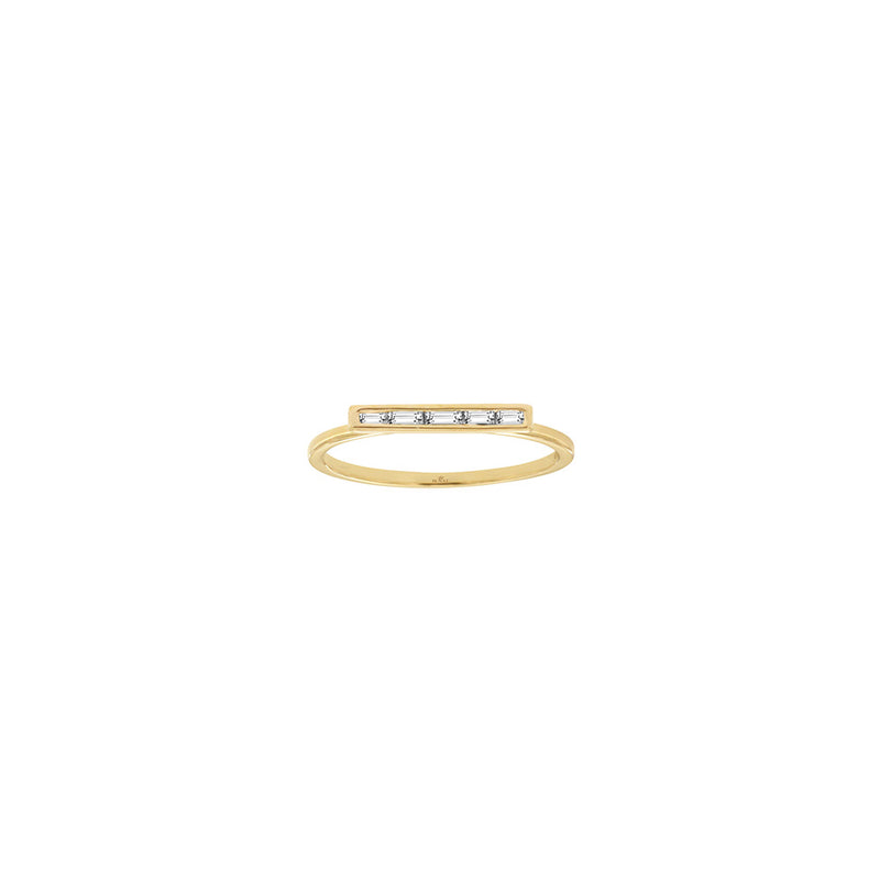 14 Karat Yellow Gold Line Band With Diamonds