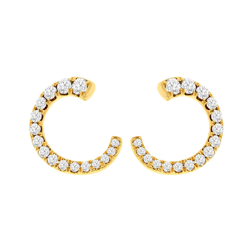 14 Karat Yellow Gold Antler Earrings With Diamonds