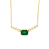 14 Karat Yellow Gold Necklace With An Emerald And Diamonds