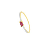 14 Karat Yellow Gold Solitaire Ring With A Ruby And Diamonds