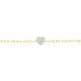 14 Karat Yellow Gold Heart Bracelet With Diamonds