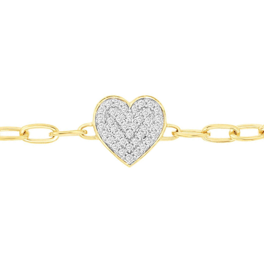 14 Karat Yellow Gold Heart Bracelet With Diamonds