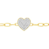 14 Karat Yellow Gold Heart Bracelet With Diamonds