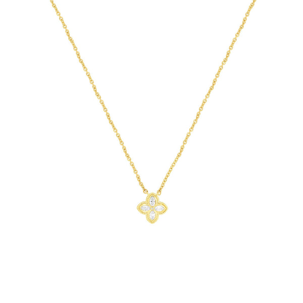 14 Karat Yellow Gold Clover Necklace With Diamonds