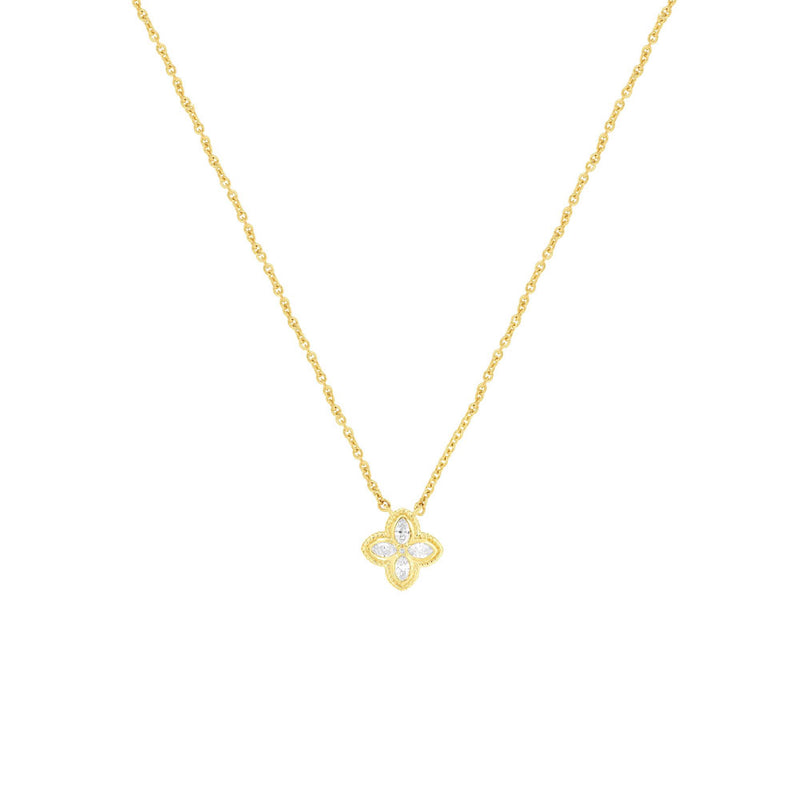 14 Karat Yellow Gold Clover Necklace With Diamonds