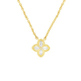 14 Karat Yellow Gold Clover Necklace With Diamonds
