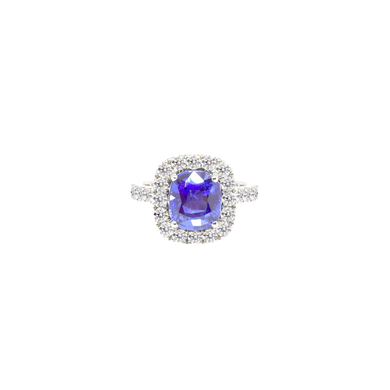 Platinum Sapphire and Diamond Ring