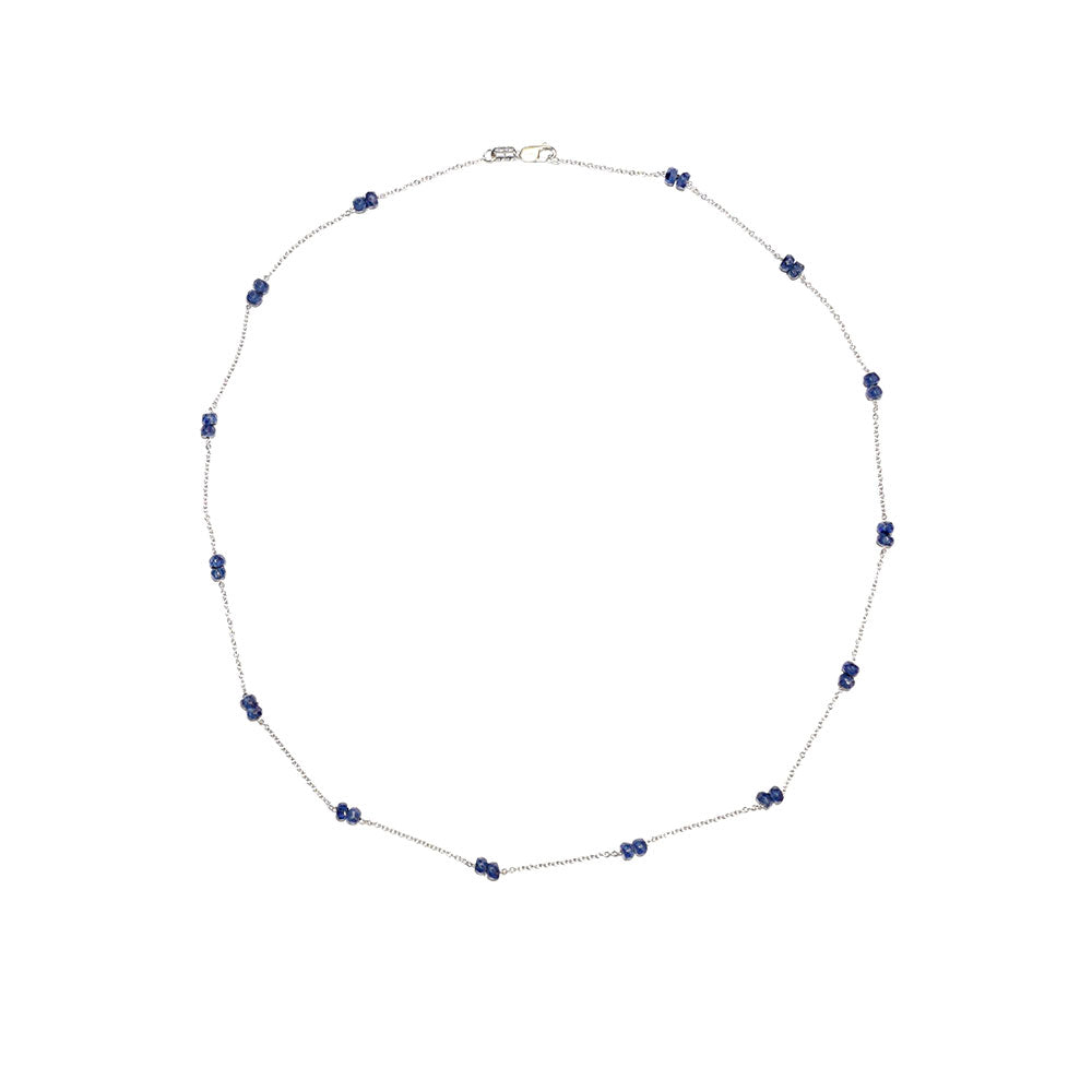 14 Karat White Gold Station necklace with Blue Sapphire Beads – Johann ...