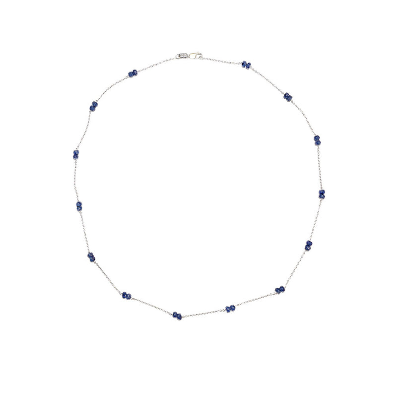 14 Karat White Gold Station necklace with Blue Sapphire Beads