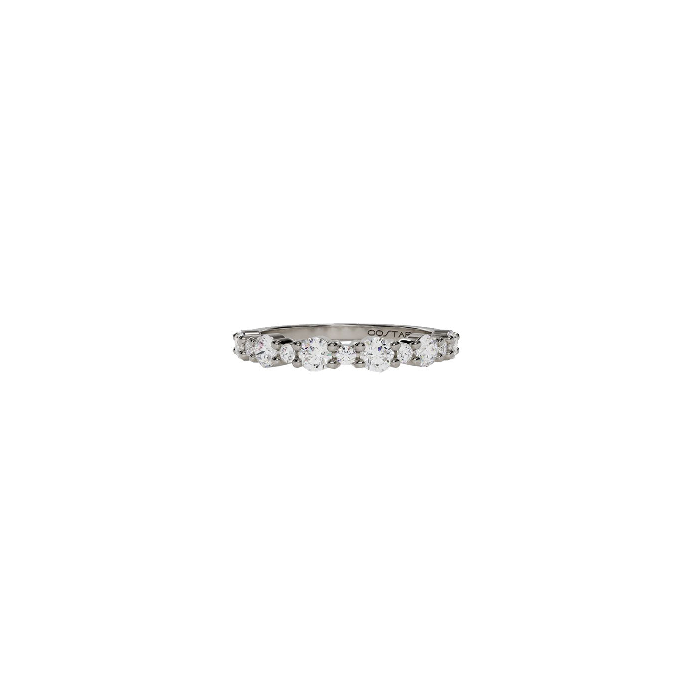14 Karat White Gold Share-Prong Band with diamonds