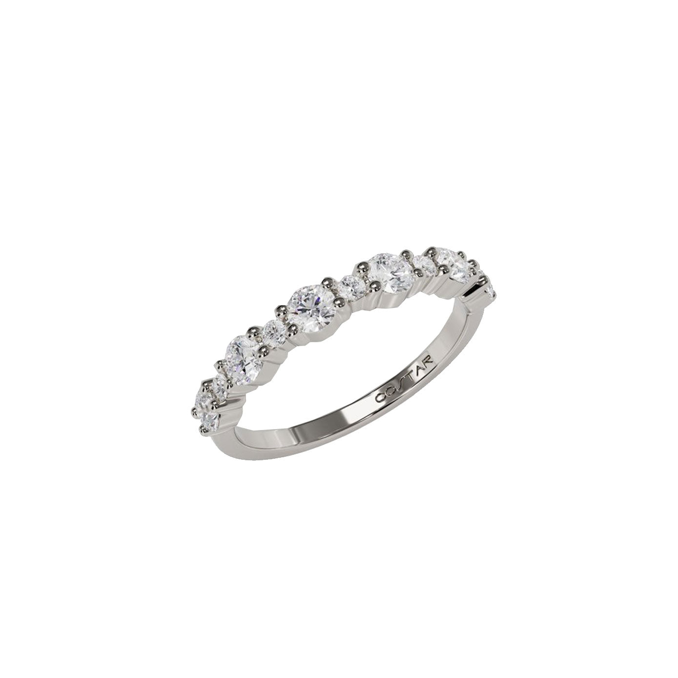 14 Karat White Gold Share-Prong Band with diamonds