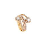18 Karat Rose Gold Snake Ring with Cushion Cut and round Diamonds