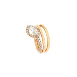 18 Karat Rose Gold Snake Ring with Marquise and Round Diamonds