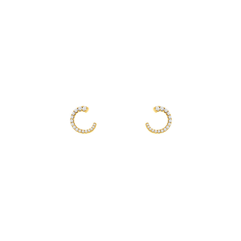 14 Karat Yellow Gold Antler Earrings With Diamonds