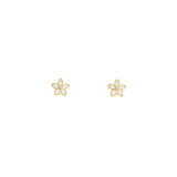 14 Karat Yellow Gold Flower Earrings With Diamonds