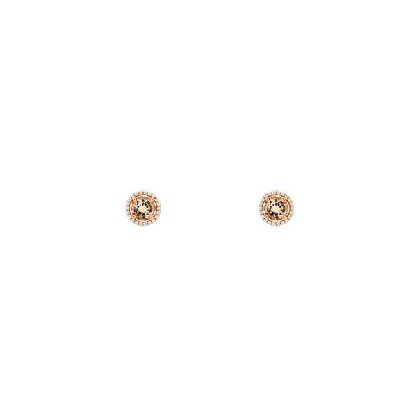 14 Karat Rose Gold Halo Earrings Ith Morganites & Diamonds