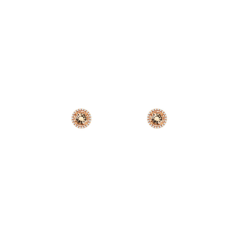 14 Karat Rose Gold Halo Earrings Ith Morganites & Diamonds