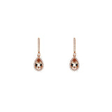 14 Karat Rose Gold Halo Drop Earrings With Morganites & Diamonds