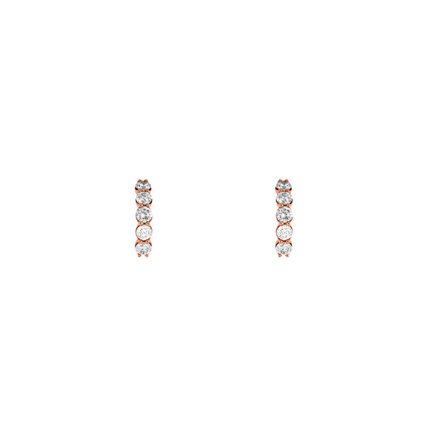 14 Karat Rose Gold Huggie Earrings With Diamonds