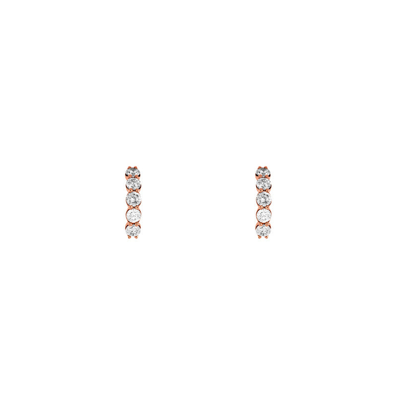 14 Karat Rose Gold Huggie Earrings With Diamonds