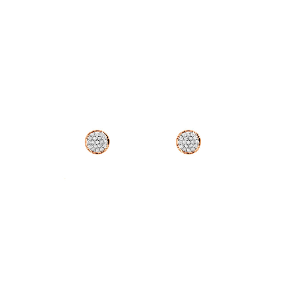 14 Karat Rose Gold Stud Earrings With Diamonds