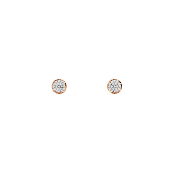 14 Karat Rose Gold Stud Earrings With Diamonds