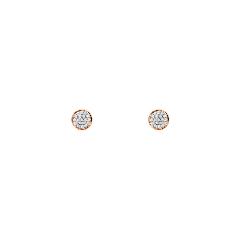 14 Karat Rose Gold Stud Earrings With Diamonds